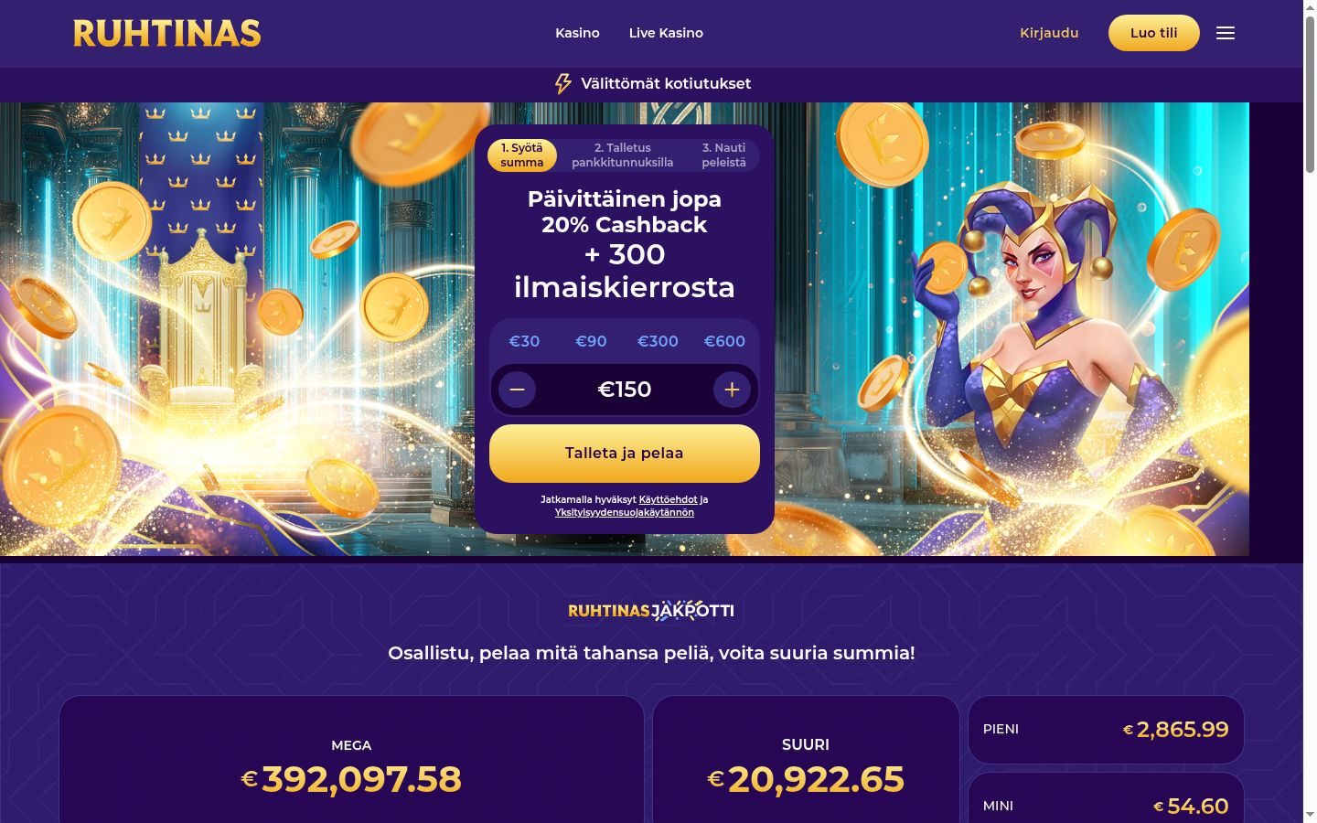 Ruhtinas Casinon suomalainen etusivu